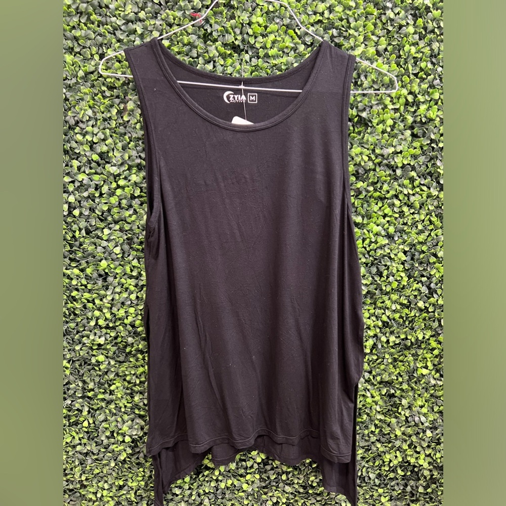 Zyia Active Black Long Finesse Slit Tank